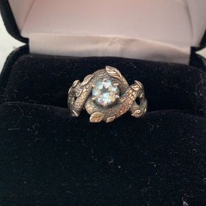 Handcrafted size 4 sterling silver and topaz ring